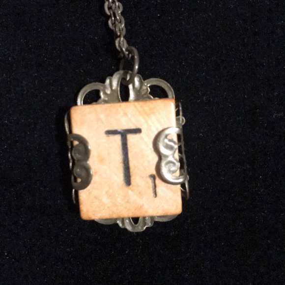 Scrabble Letter “T” Necklace - Picture 2 of 3